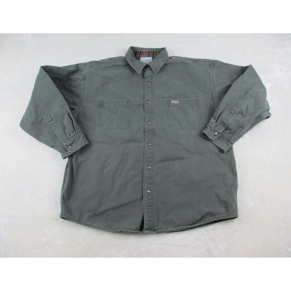 Carhartt Jacket Mens Extra Large Green Flannel‎ Lined 596M05 Heavy Barn Coat*